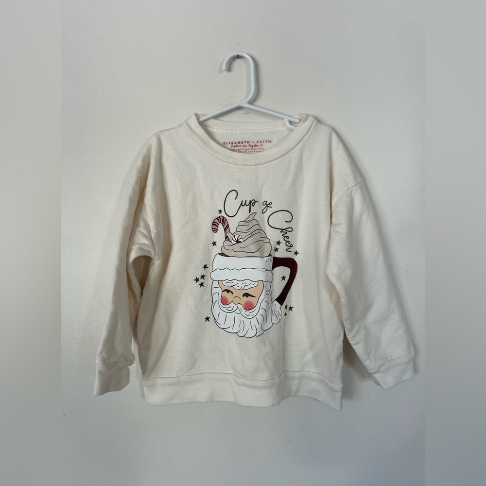 Elizabeth and Faith Kids Cream Santa Graphic Sweatshirt 6Y